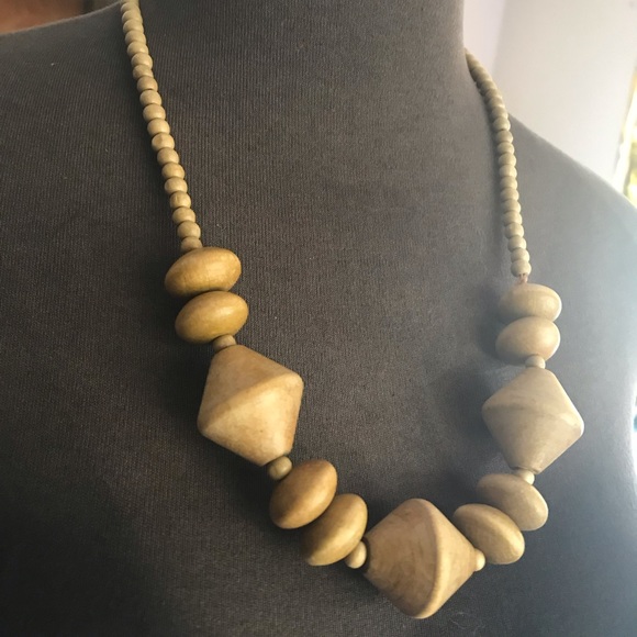 Tan Brown Wooden Necklace - Picture 2 of 3
